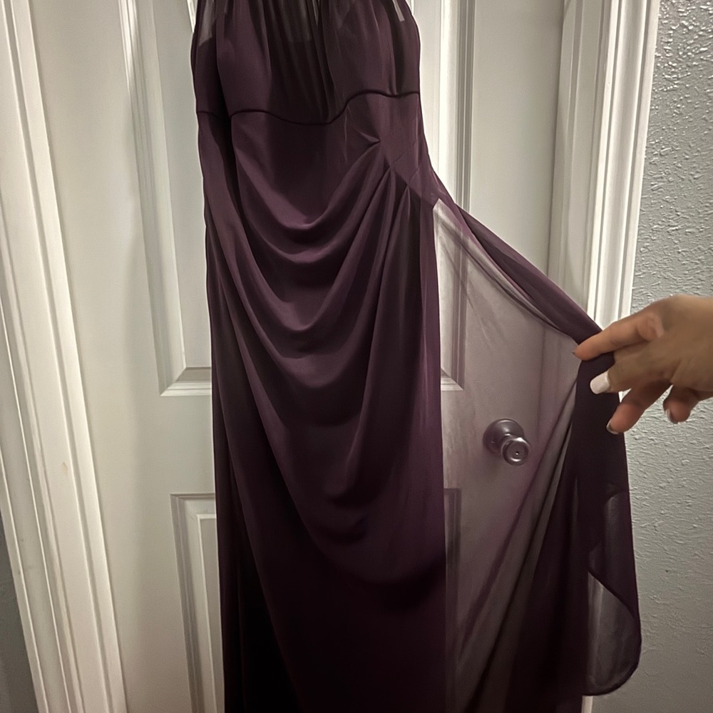 David's Bridal Strapless Plum Dress